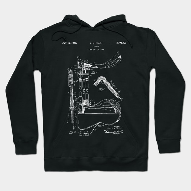 Saddle Patent - horse saddle blueprint Hoodie by Anodyle